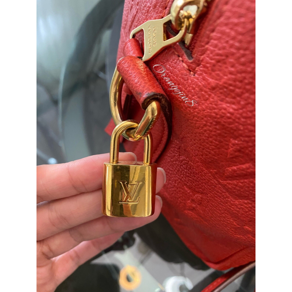LOUIS VUITTON MONOGRAM EMPREINTE SPEEDY 25 BANDOULIERE RED AUTHENTIC - Picture 5 of 15